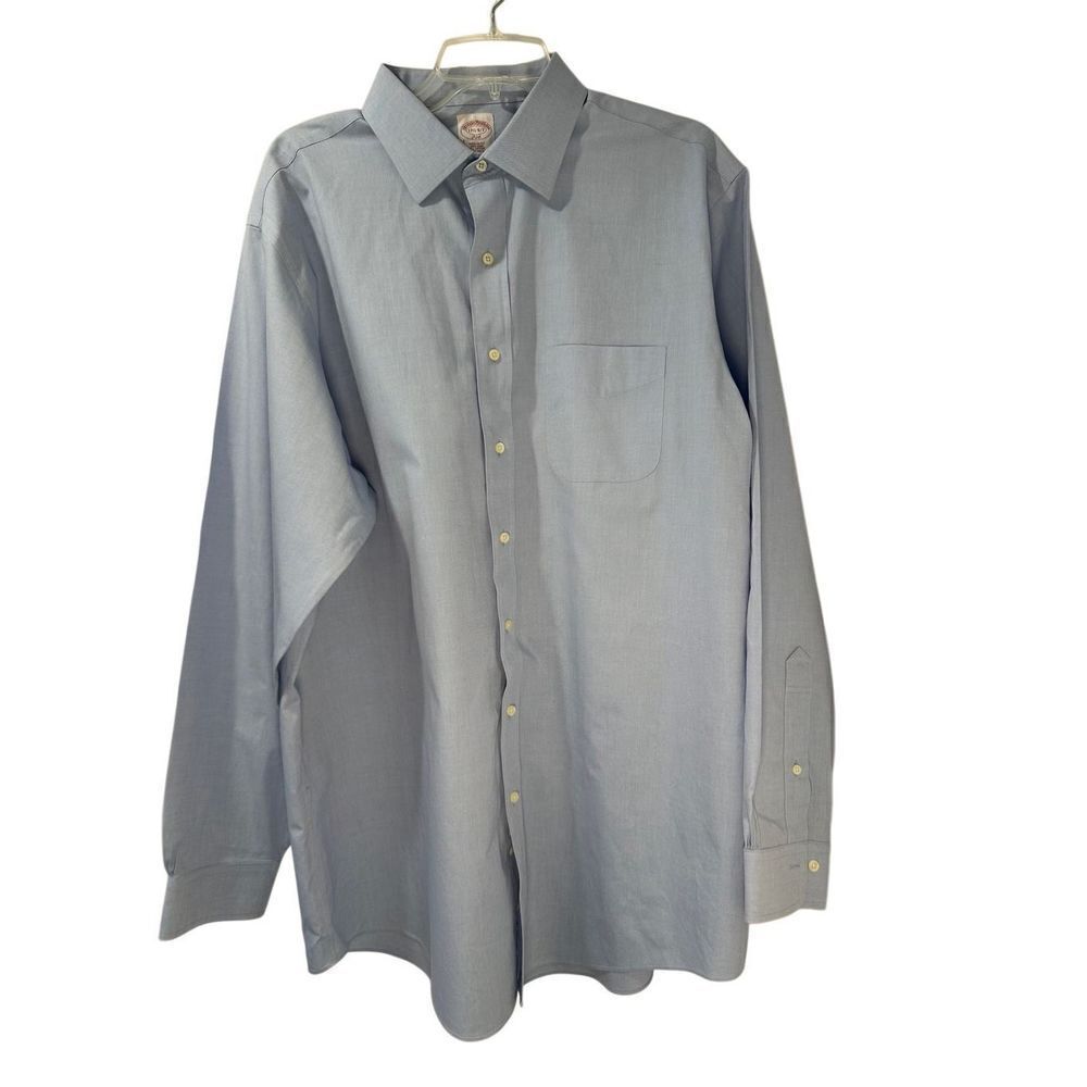 Brooks Brothers reg fit blue men’s button down dress shirt size 17 1/2” #1-1896